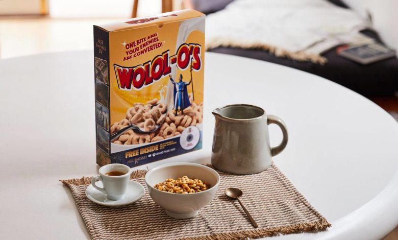 A box of Age of Empires cereal called "WOLOL-O's"