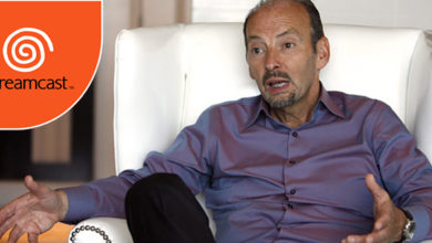 Image of Peter Moore with Dreamcast Logo
