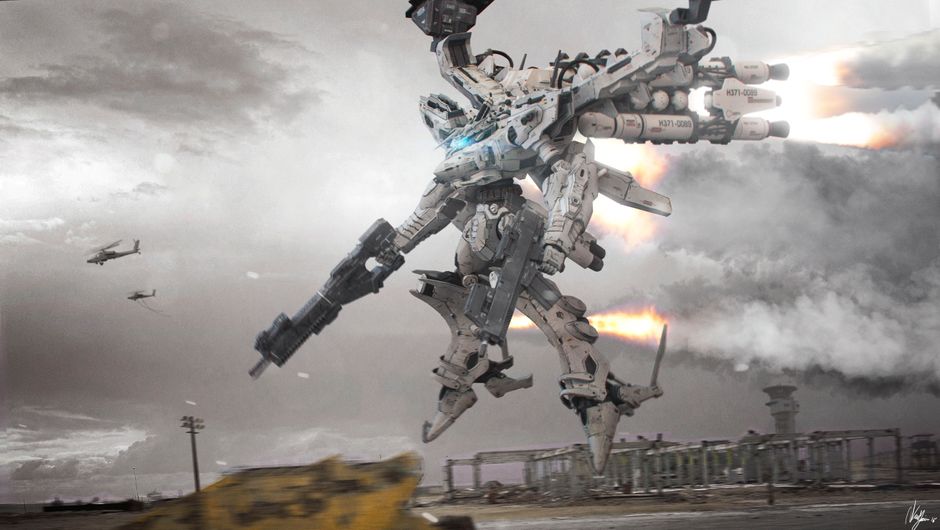 Image of an armored core robot from from software