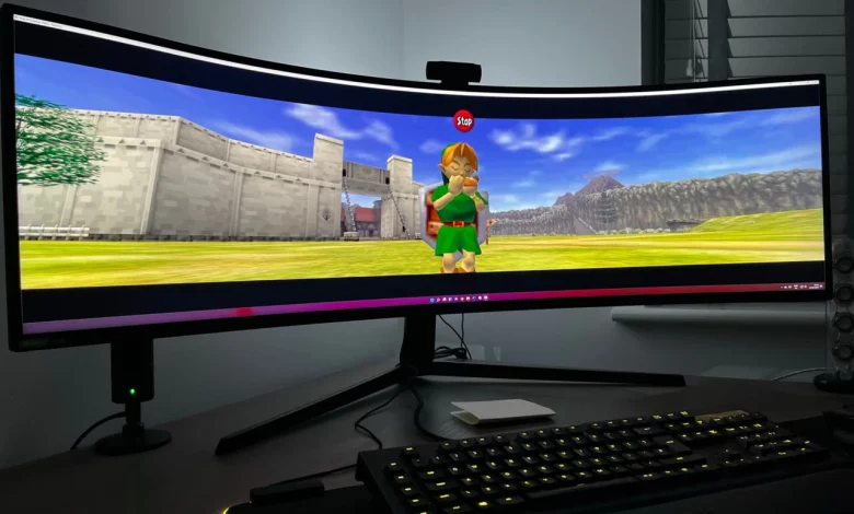 Link on a PC screen from the Ocarina of Time PC port